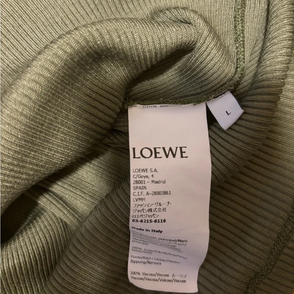 SOLD NWT LOEWE Anagram Tank Top Ribbed Military Green Size Large 100% silk $690 - Picture 4 of 10